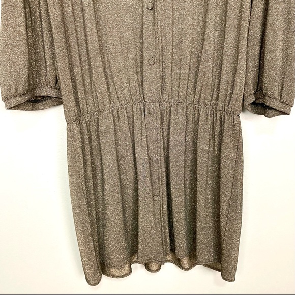 Amanda Uprichard Metallic Mini Dress Women’s Size L Button Front Elastic Waist - Picture 4 of 8